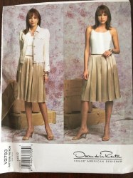 2793 VOGUE OSCAR DELARENTA YOKE JACKET, FLARE PLEAT SKIRT PATTERN 8-12,14-18